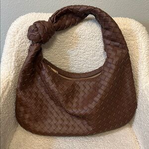 Brown Woven Hobo Bag